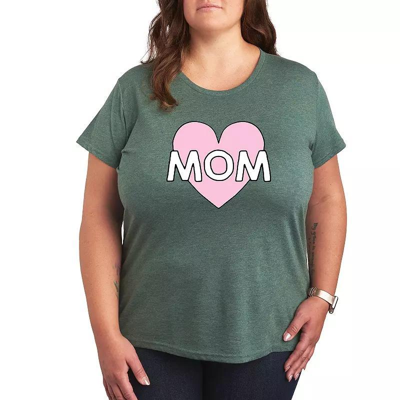 Plus Mom Heart Graphic Tee, Women's, Size: 2XL, Grey Gray Product Image