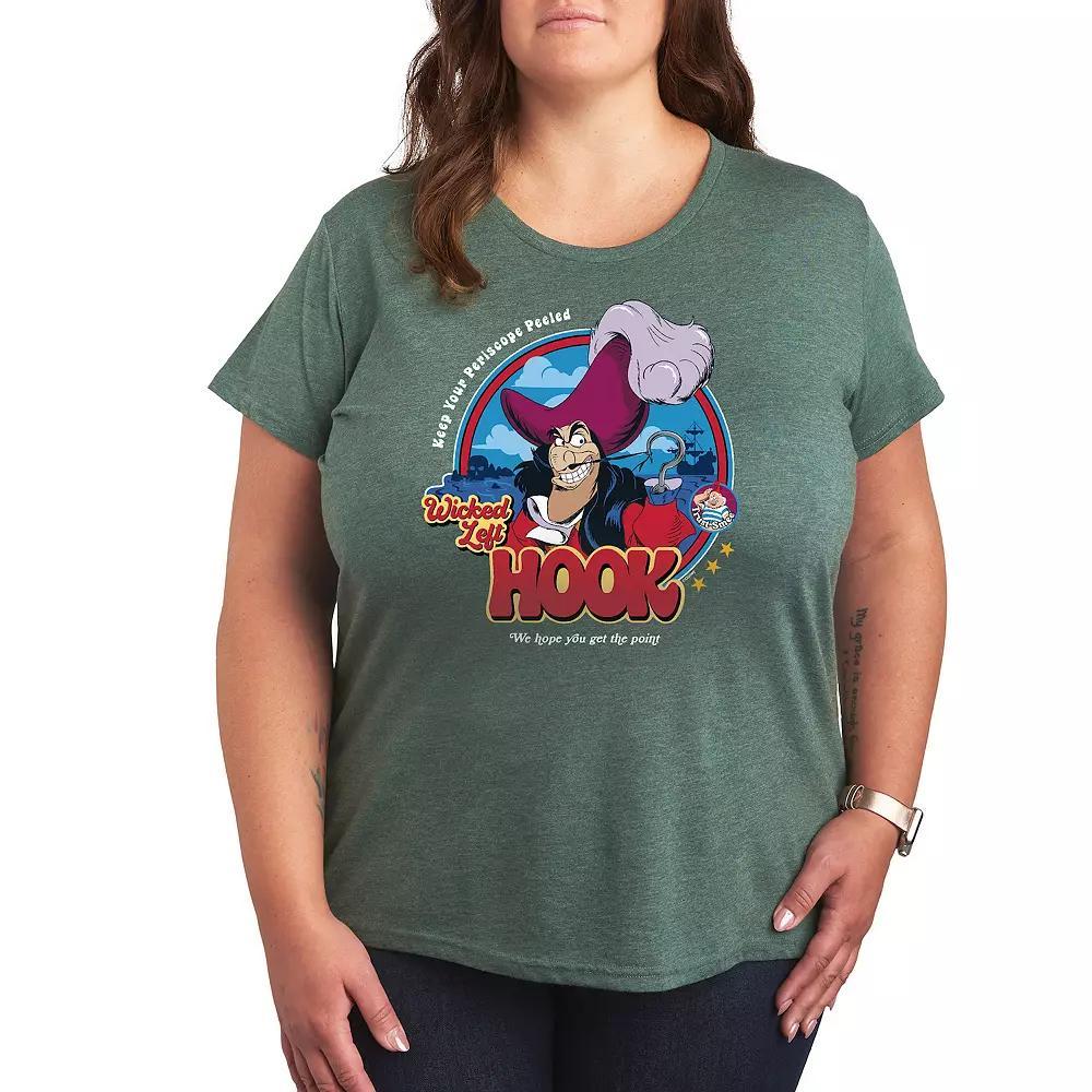 Disney's Peter Pan Plus Wicked Left Hook Graphic Tee, Women's, Size: 1XL, Grey Green Product Image