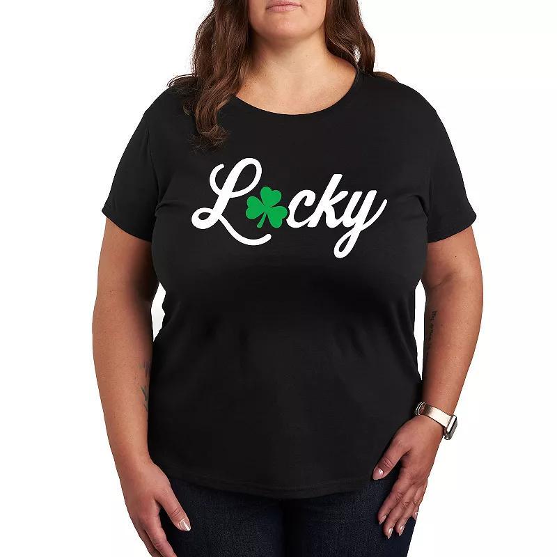 Plus Lucky With Clover Graphic Tee, Women's, Size: 4XL, Black Product Image