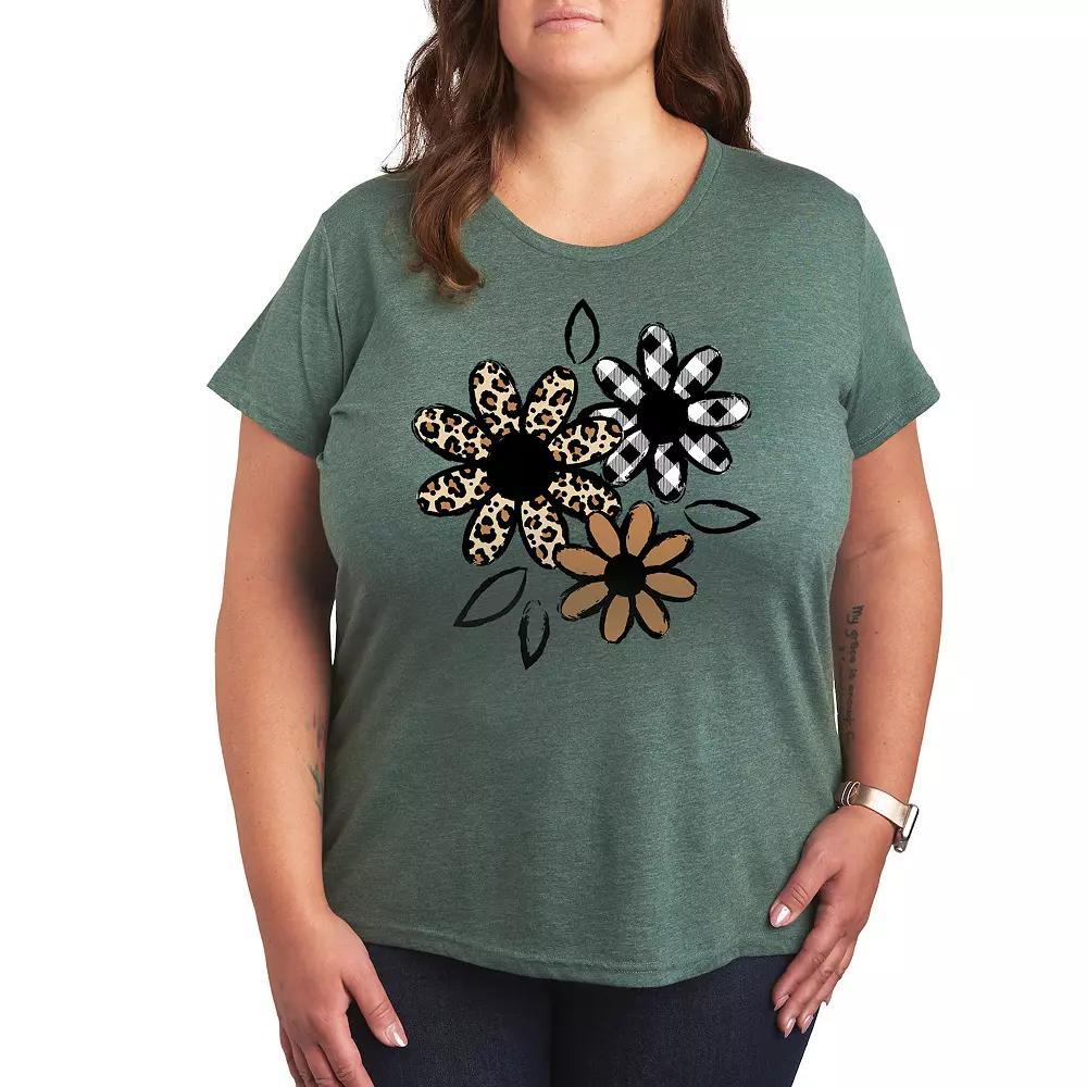 Plus Patterned Flowers Graphic Tee, Women's,  Product Image