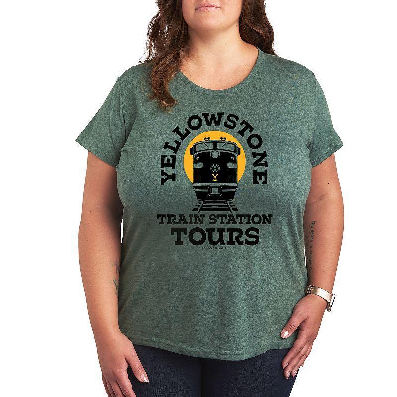 Plus Yellowstone Train Station Tours Graphic Tee, Women's, Size: 1XL, White Product Image