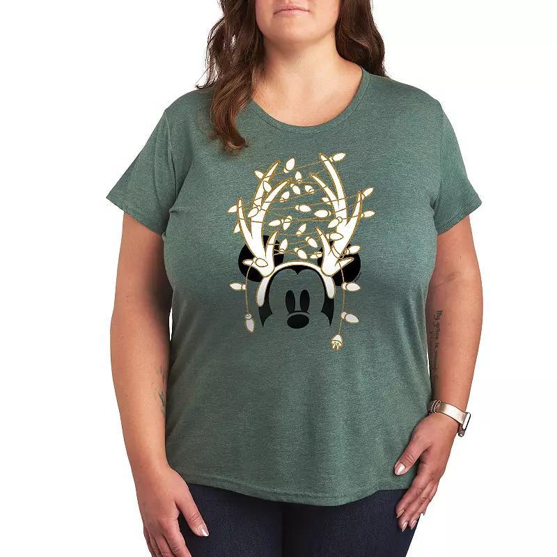 Disney's Mickey Mouse Plus Antlers Gold Glitter Graphic Tee, Women's,  Product Image