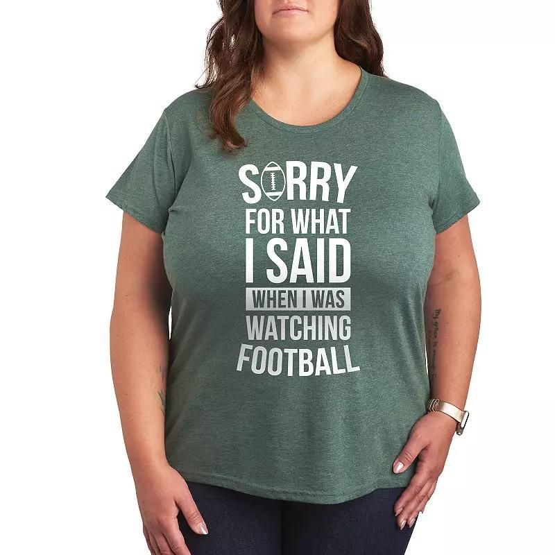 Plus Size Watching Football Graphic Tee, Womens Heather Grey Product Image