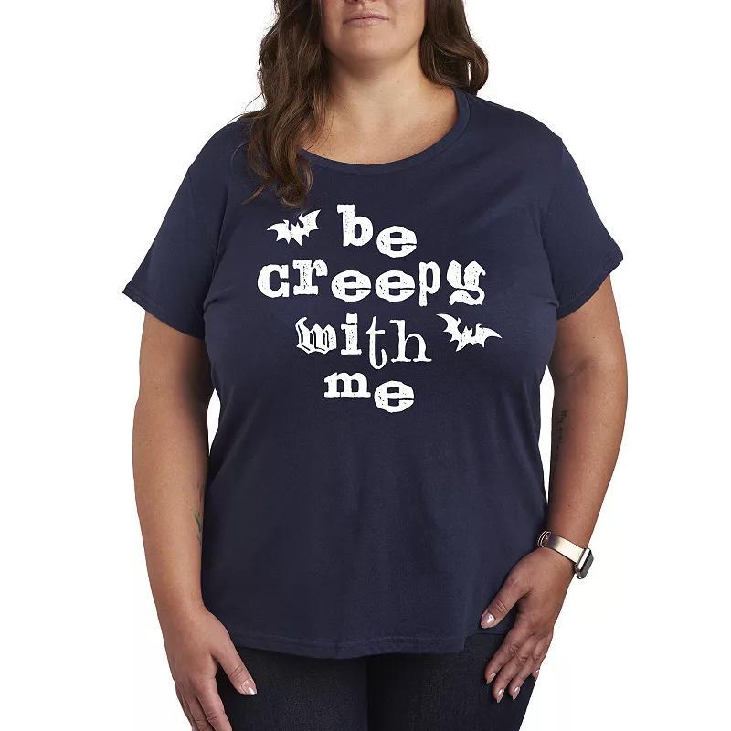 Plus Size Be Creepy With Me Graphic Tee, Women's, Size: 1XL, Grey Dark Red Product Image