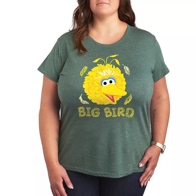 Plus Sesame Street Big Bird Graphic Tee, Womens Grey Juniper Product Image