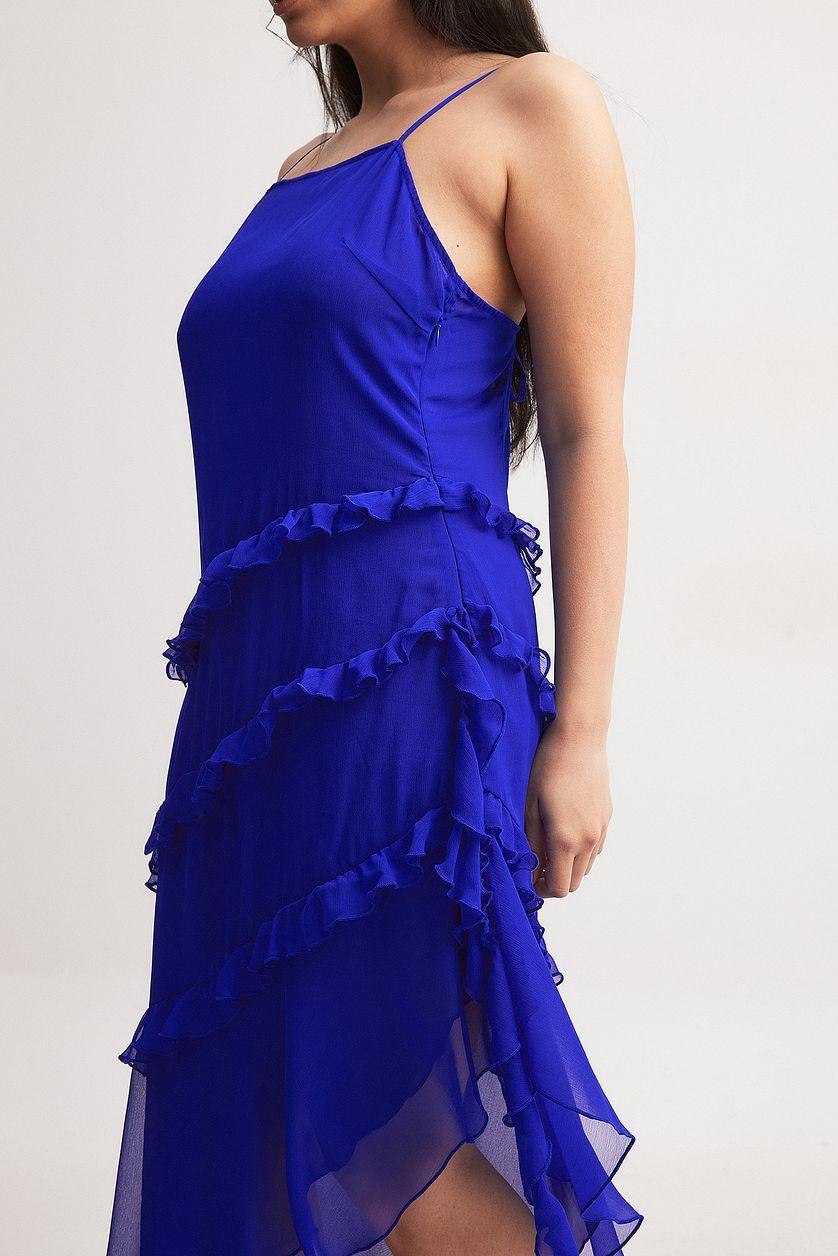 Ruffle Chiffon Midi Dress Product Image