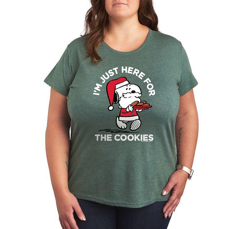 Plus Peanuts Snoopy Cookies Graphic Tee, Women's, Size: 2XL, Grey Green Product Image