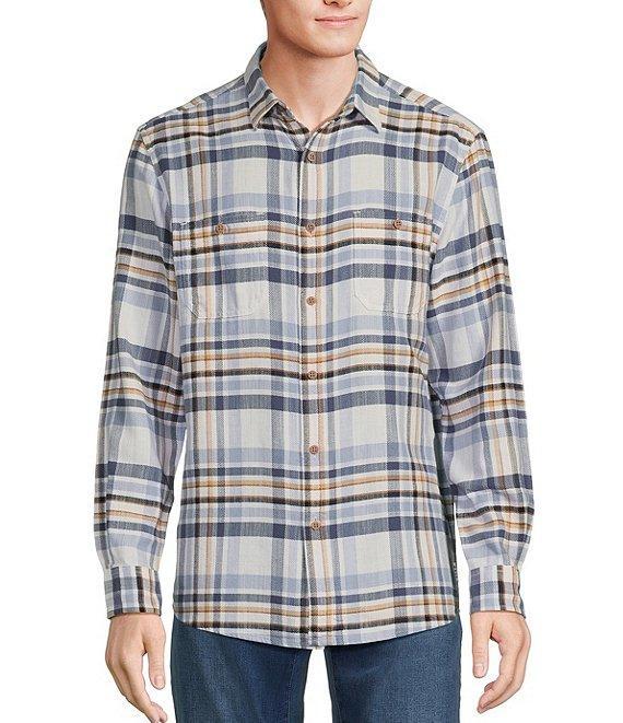 Rowm Long Sleeve Medium Plaid Slub Button Front Woven Shirt Product Image