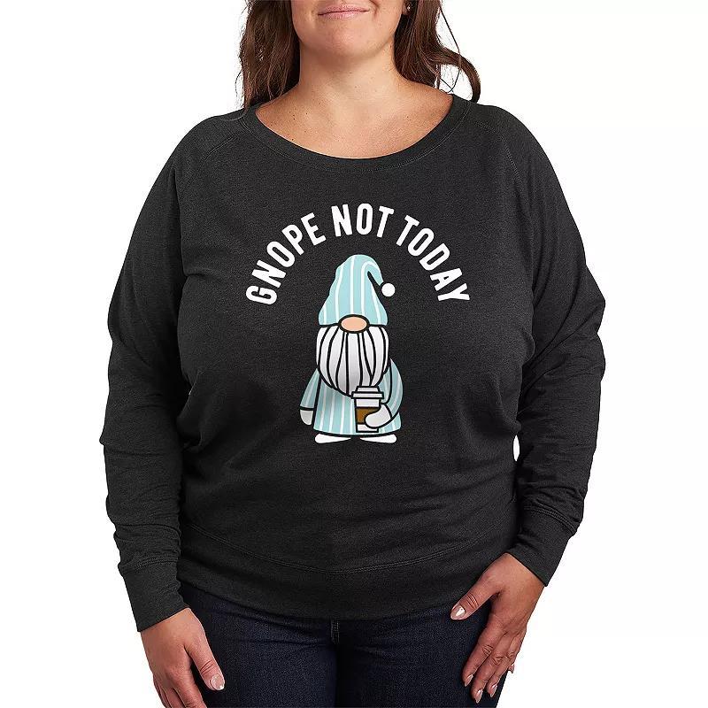 Womens Gnope Not Today Sleepy Gnome Lightweight French Terry Sweatshirt Heather Grey Product Image