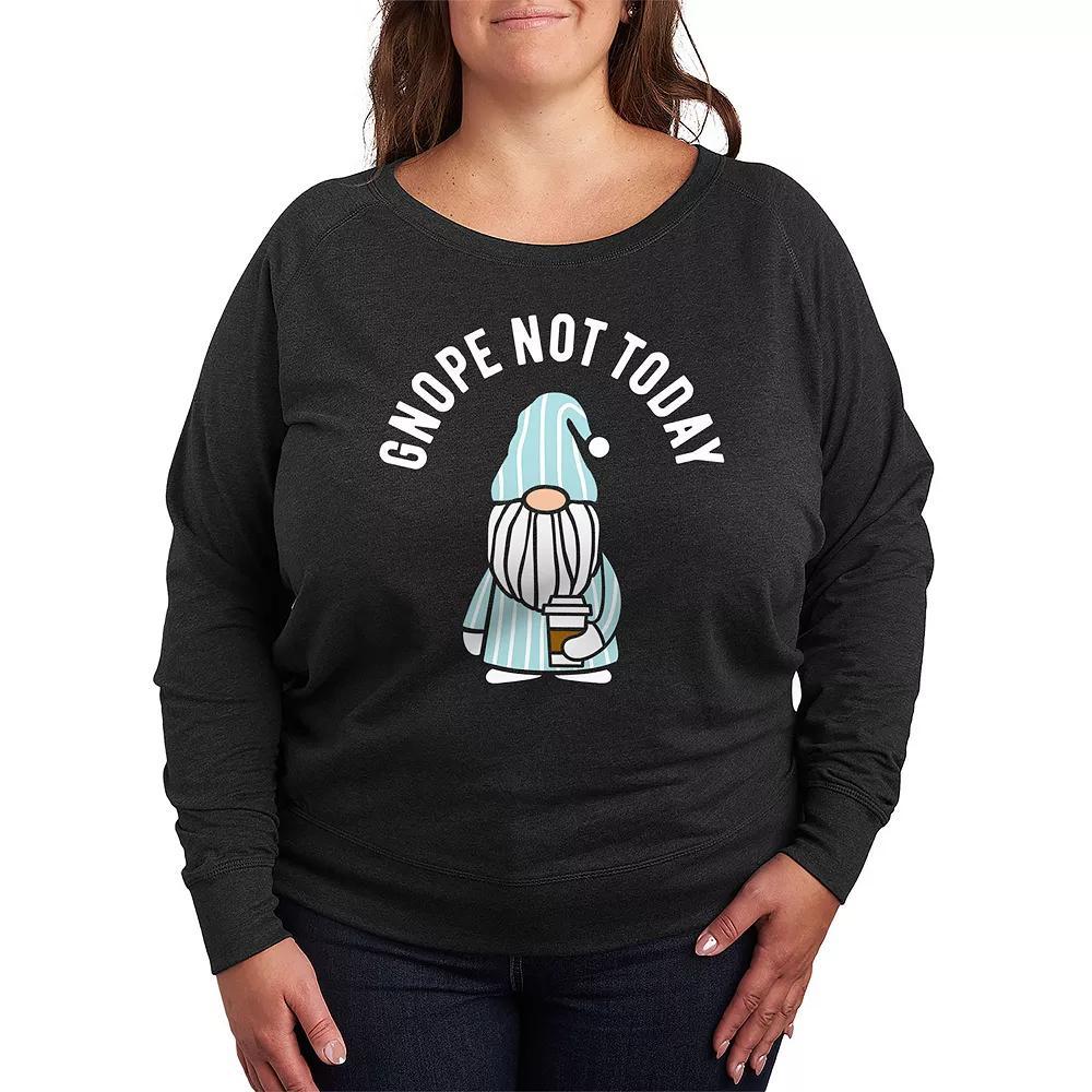 Women's Gnope Not Today Sleepy Gnome French Terry Long Sleeve Tee,  Product Image