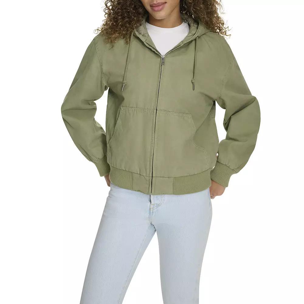 Womens Levis Quilted Lining Hoodie Bomber Jacket in Regular & Plus Size Green Product Image