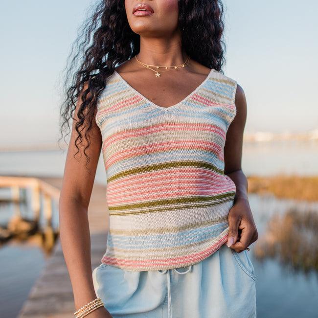 On The Cape Multi Stripe Sweater Tank SALE Product Image