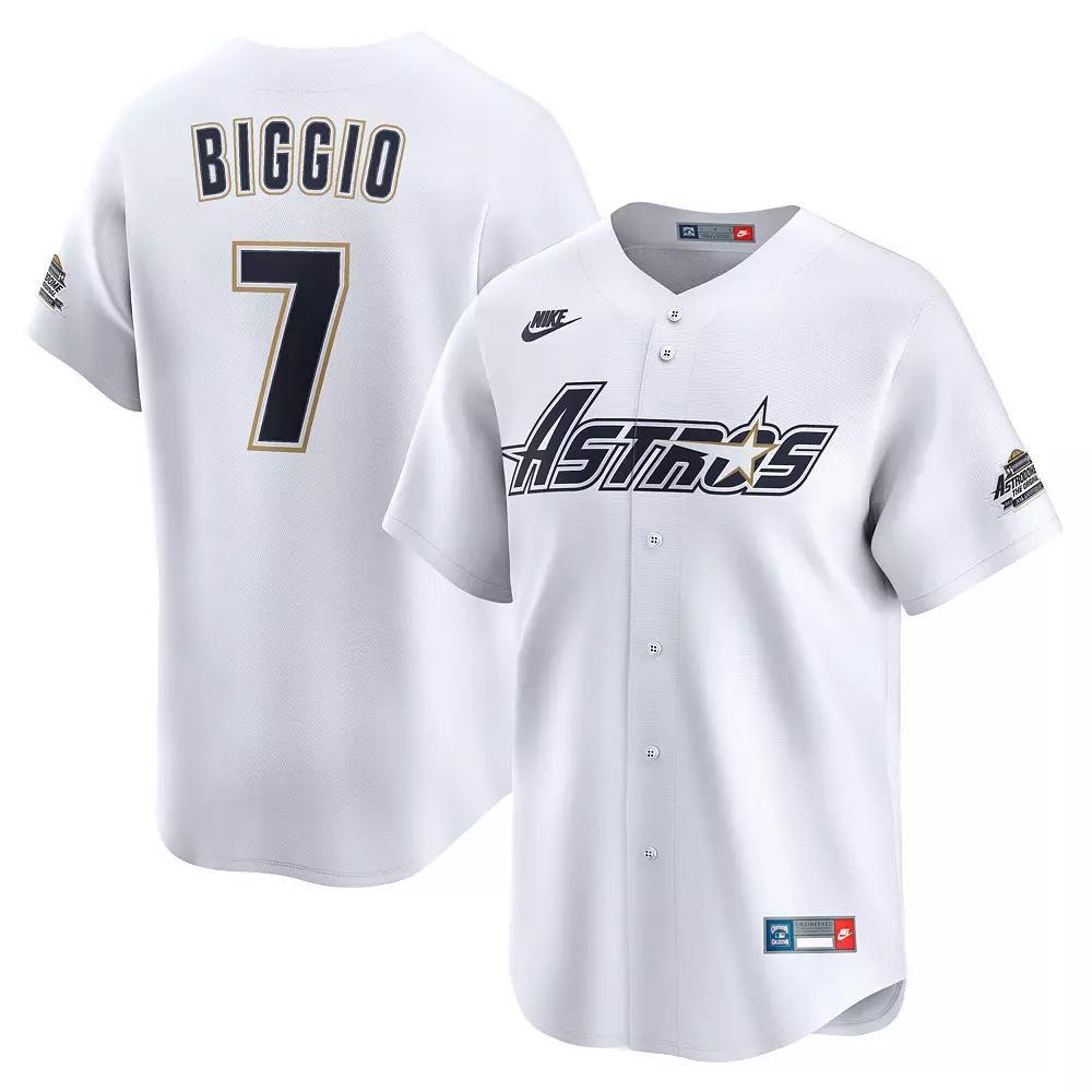 Men's Nike Craig Biggio White Houston Astros Throwback Cooperstown Collection Limited Jersey,  Product Image