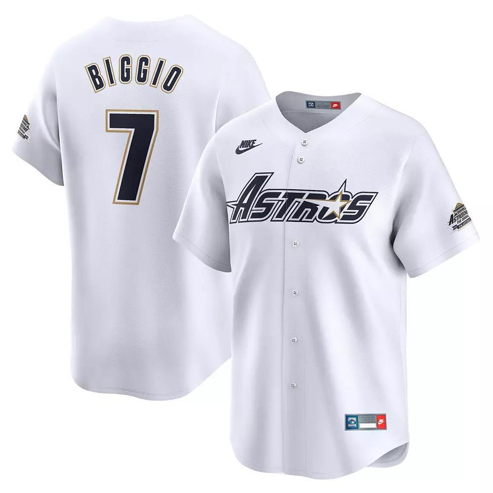 Men's Nike Craig Biggio White Houston Astros Throwback Cooperstown Collection Limited Jersey,  Product Image