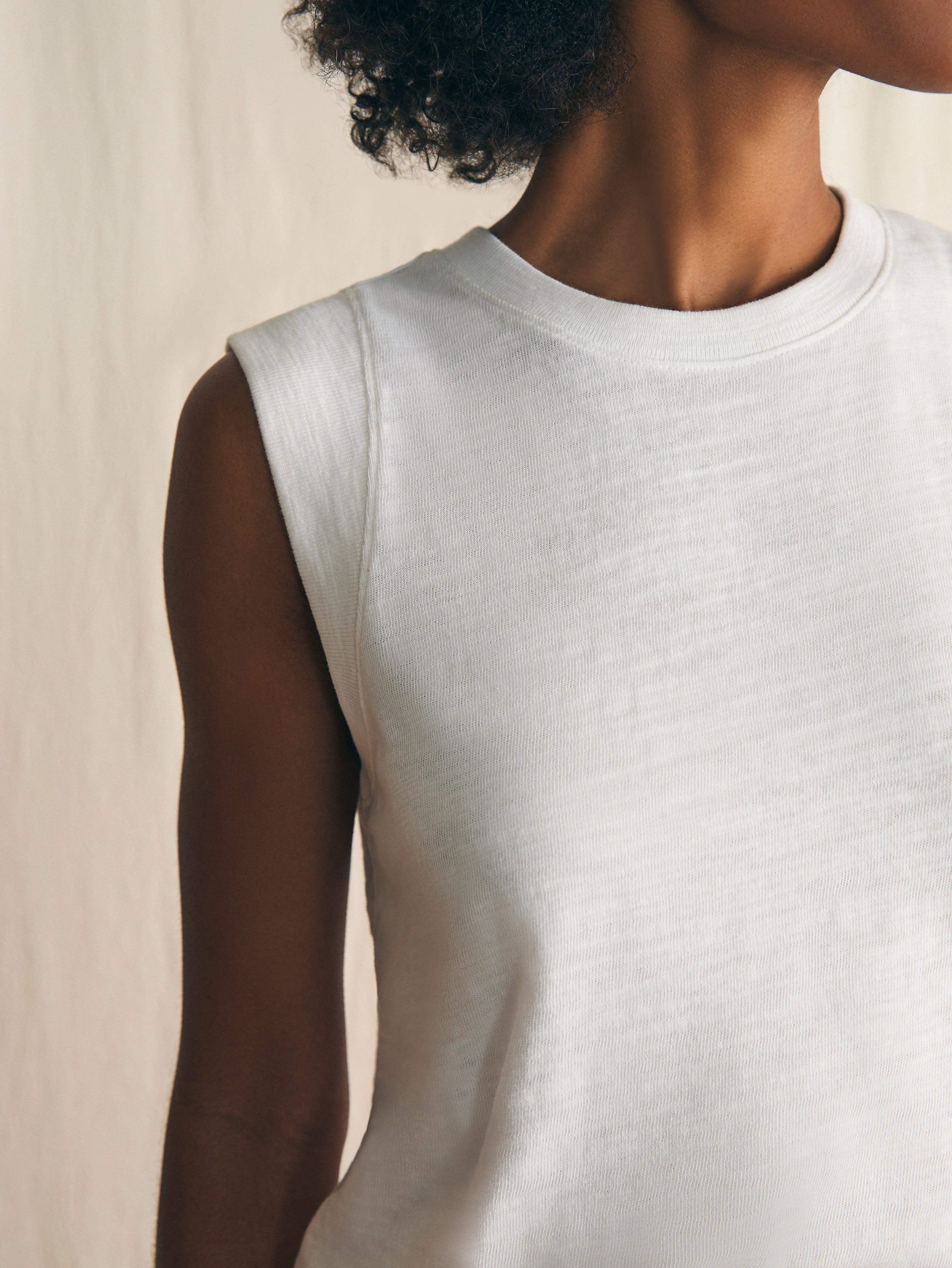 Sunwashed Slub Muscle Tank - White Female Product Image