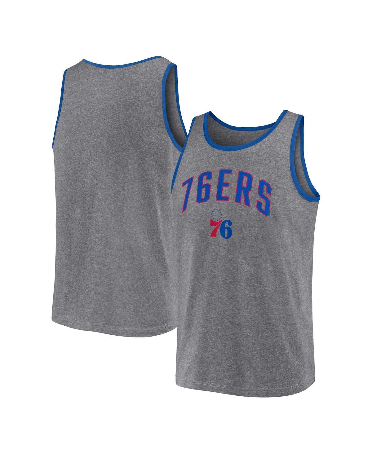 Mens Fanatics Heather Gray Philadelphia 76ers Primary Logo Tank Top Product Image