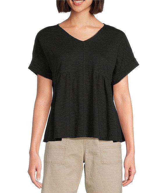 Westbound Knit V-Neck Flowy Short Sleeve Top Product Image