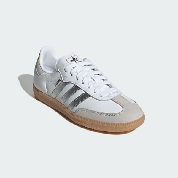 Womens adidas Samba OG Athletic Shoe - Cloud White / Collegiate Green / Grey Two Product Image