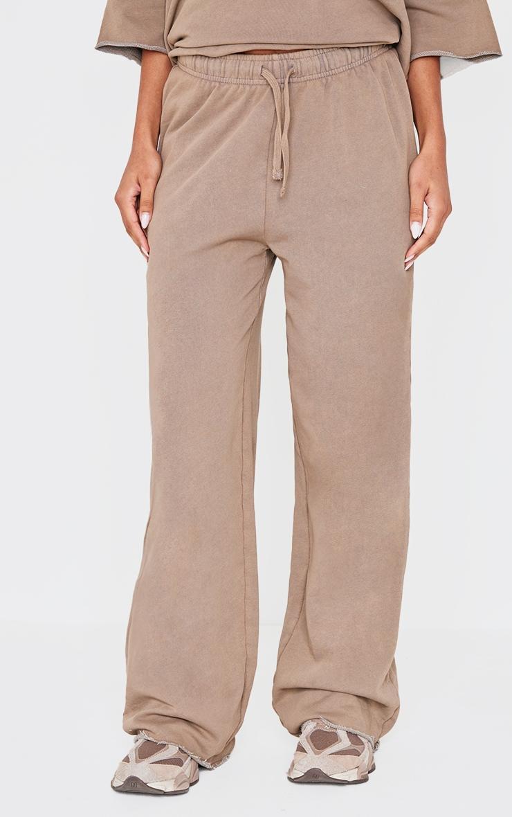 Brown Vintage Wash Wide Leg Sweatpants Product Image