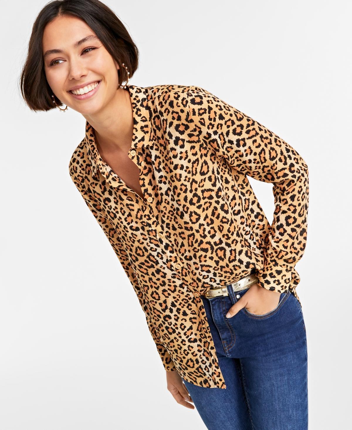 On 34th Womens Button-Front Crepe Shirt, Created for Macys Product Image