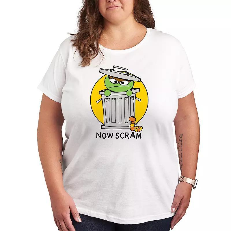 Plus Sesame Street Doodle Oscar Graphic Tee, Women's, Size: 1XL, White Product Image