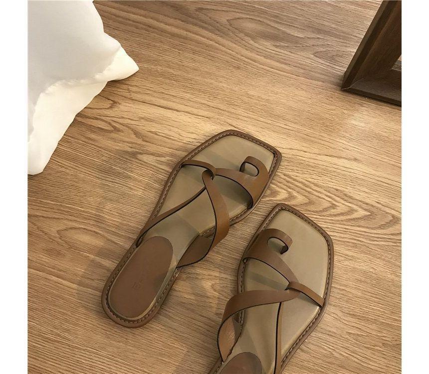 Square-Toe Toe-Loop Slide Sandals Product Image