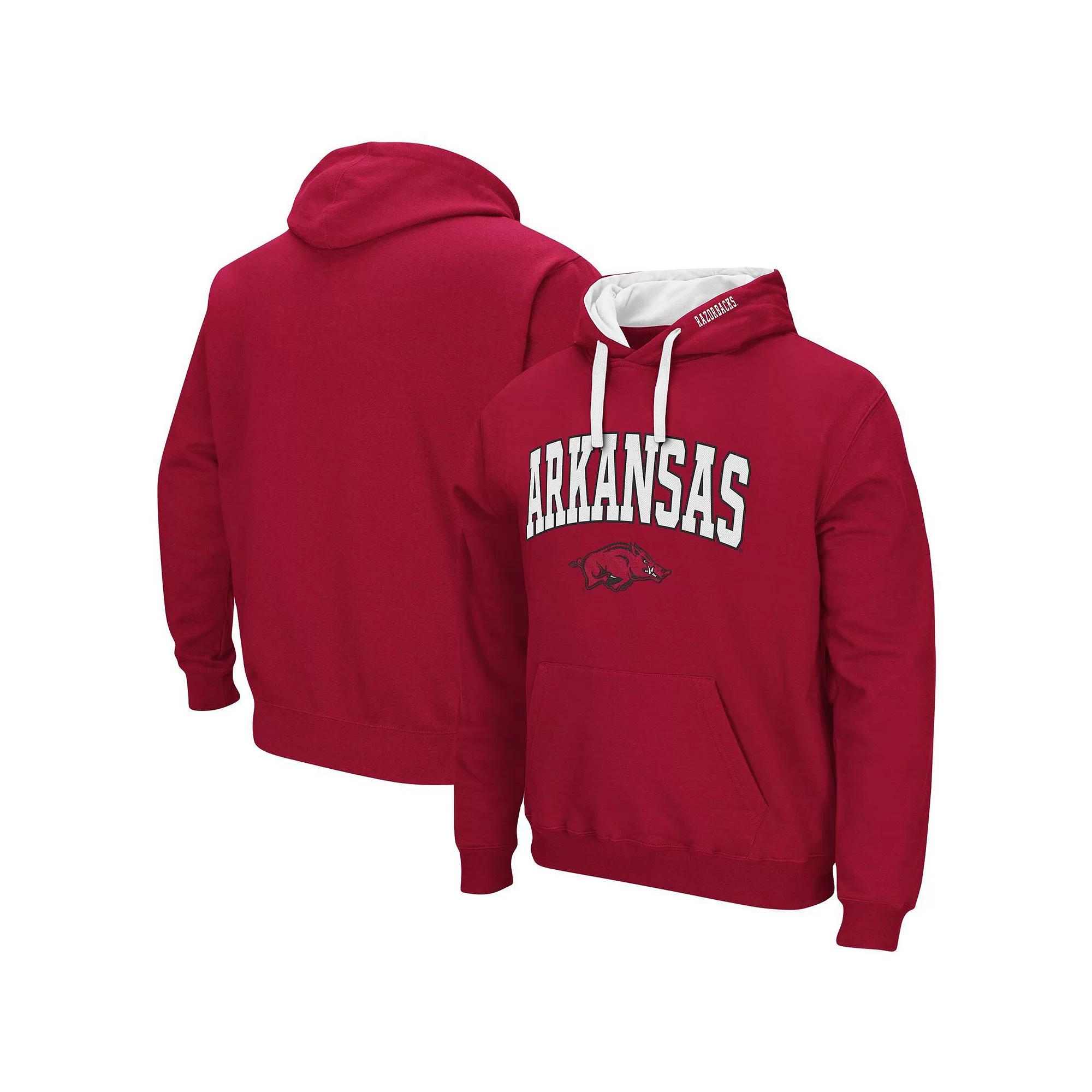Men's Colosseum Cardinal Arkansas Razorbacks Big & Tall Arch & Logo 2.0 Pullover Hoodie,  Product Image
