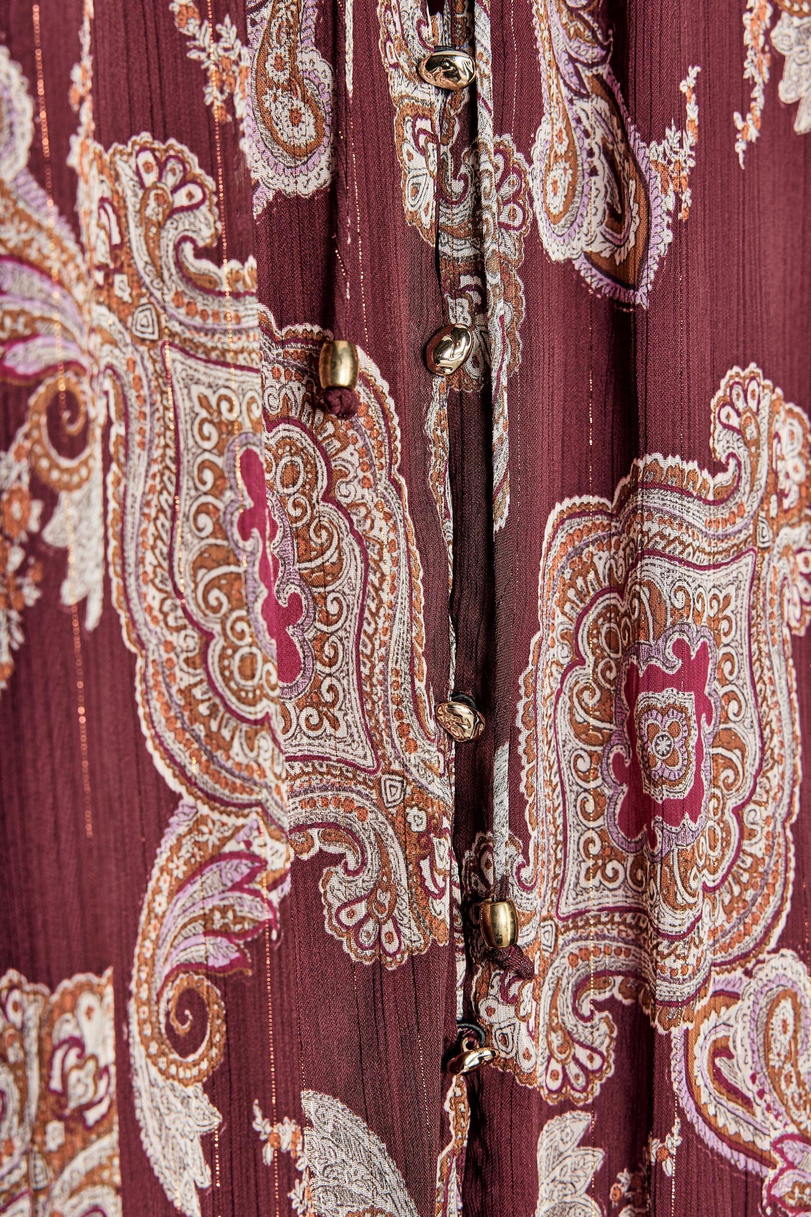 LONG PRINTED DRESS WITH METALLIC THREAD Product Image