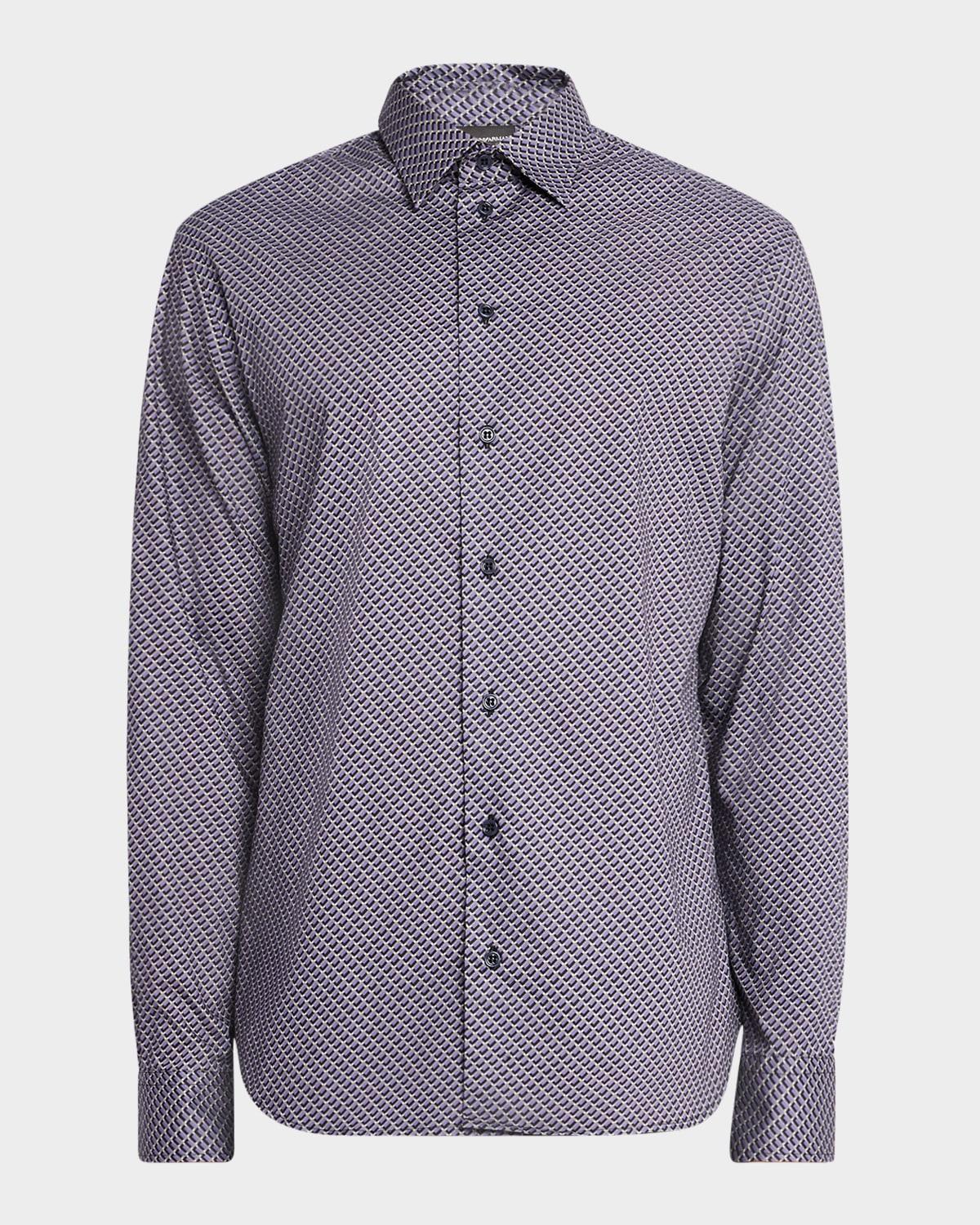 Men's Stretch Poplin Geometric Sport Shirt Product Image