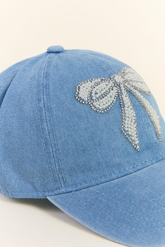 Denim Pearl Bow Hat SALE Girls Product Image