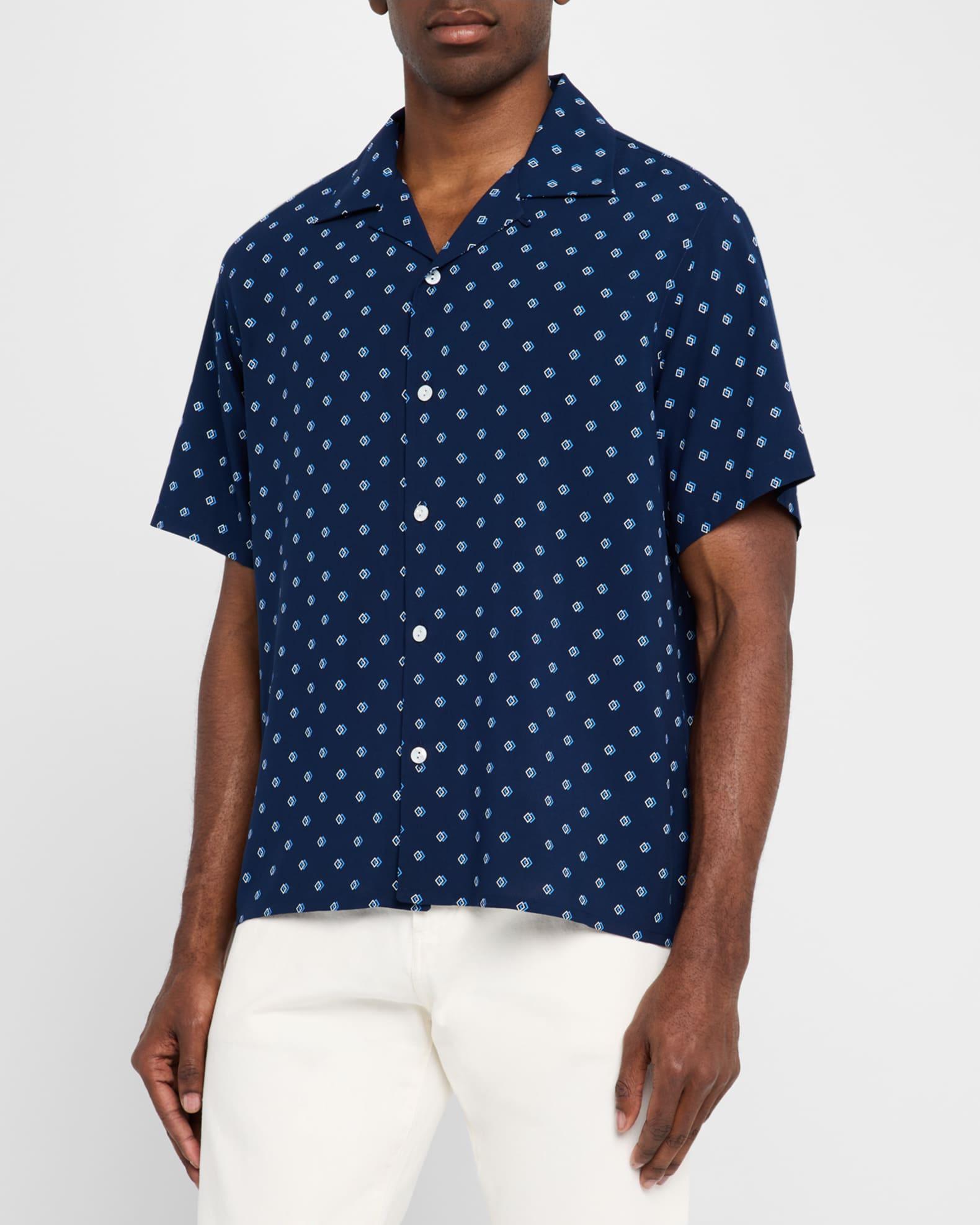 Men's Geometric-Print Camp Shirt Product Image