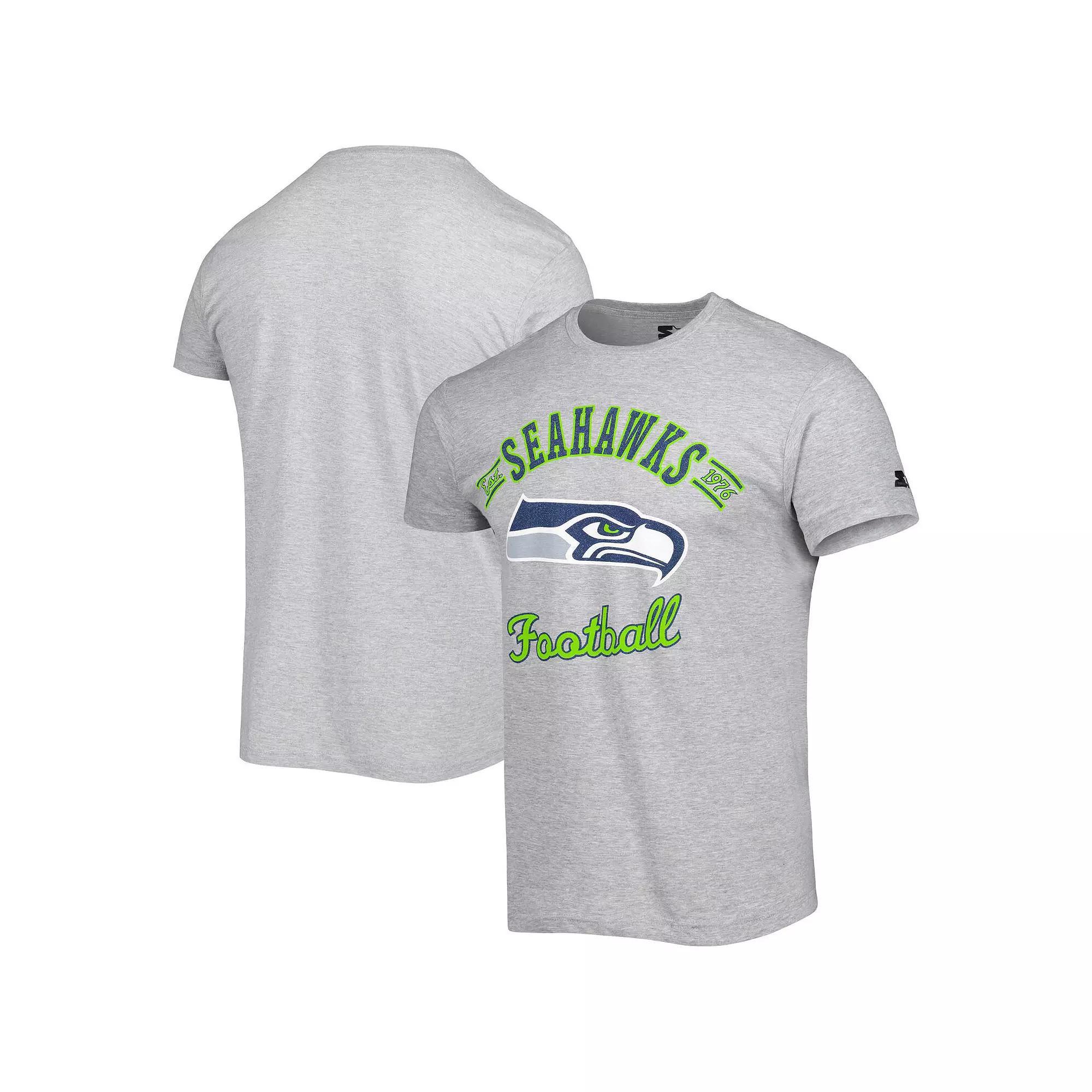 Men's Starter Heathered Gray Seattle Seahawks Prime Time T-Shirt, Size: Medium, Grey Product Image