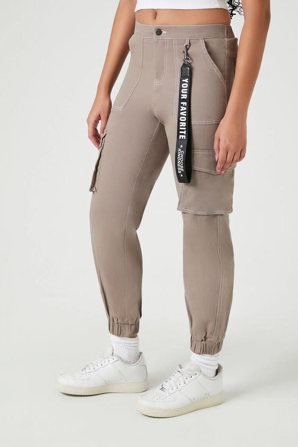 Twill High-Rise Lanyard Joggers | Forever 21 Product Image