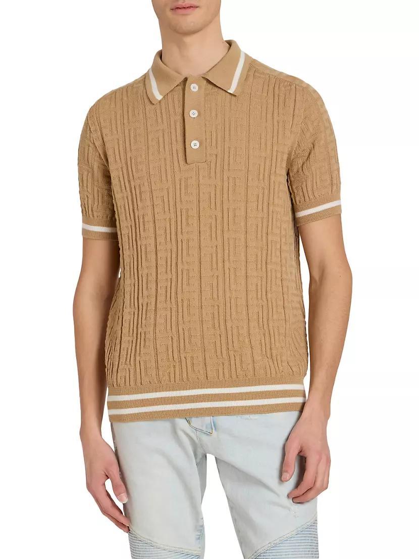 Jacquard Logo Wool Polo Shirt Product Image