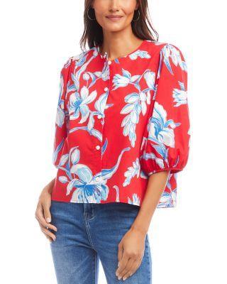 Puff Sleeve Button Front Shirt Product Image