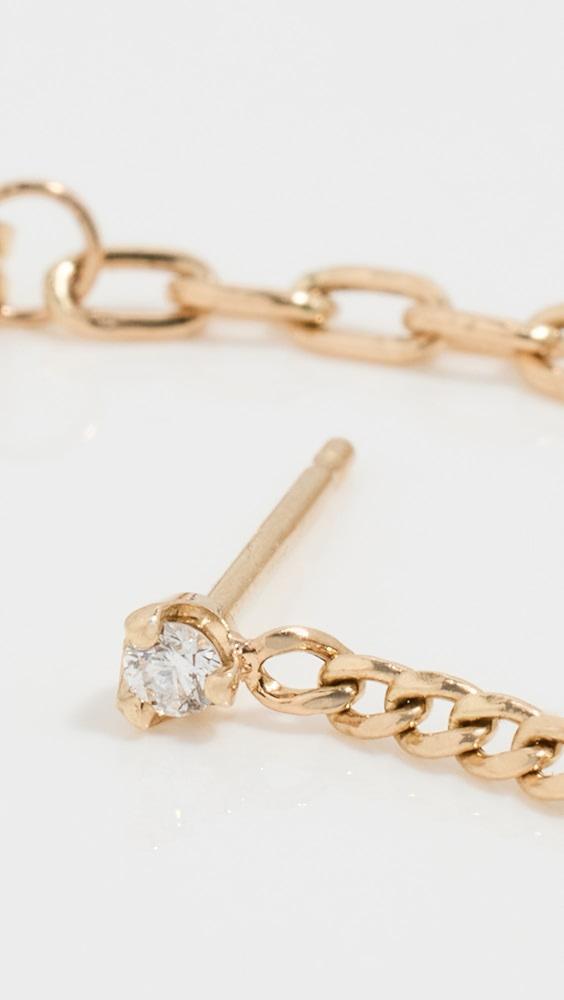 Zoe Chicco 14k Prong Diamonds Studs with Chain | Shopbop Product Image