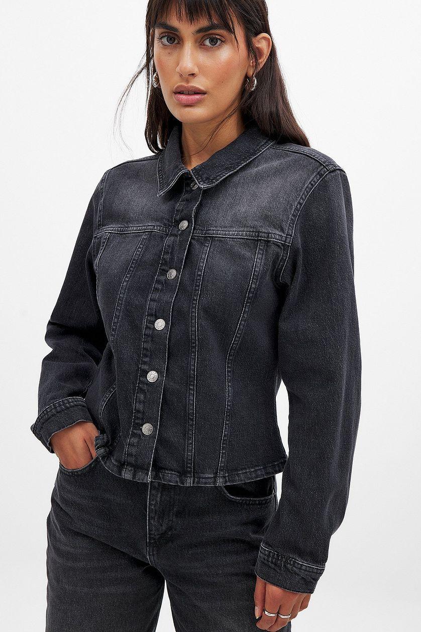 Long Sleeved Fitted Denim Shirt Product Image