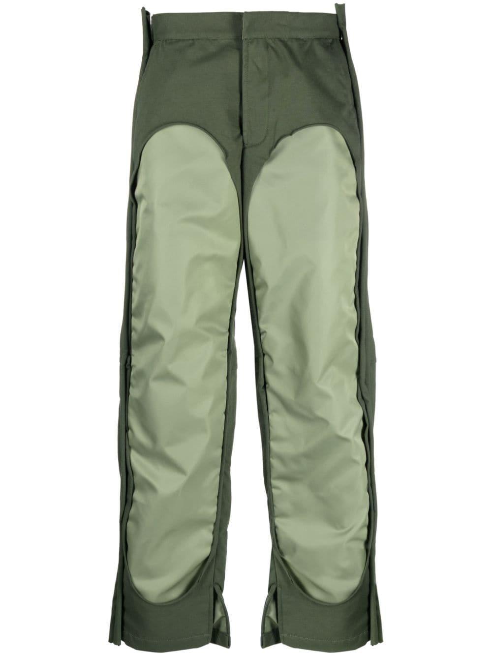 Contrast Wide-leg Trousers In Green Product Image