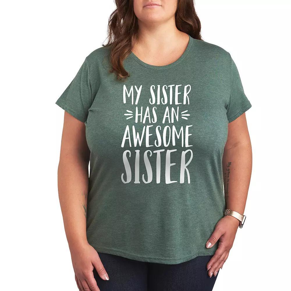 Plus My Sister Has Awesome Sister Graphic Tee, Women's, Size: 3XL, Grey Juniper Product Image