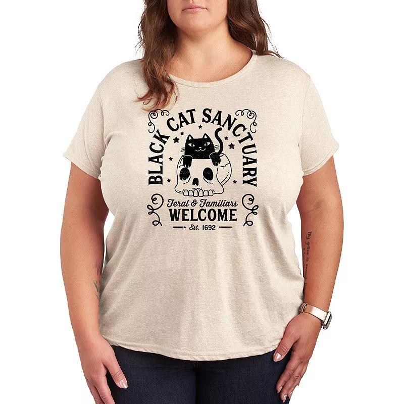 Plus Size Black Cat Sanctuary Graphic Tee, Womens Product Image