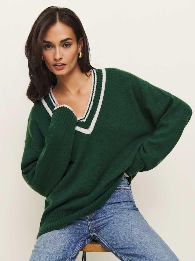 Jadey Cashmere Oversized V-neck Sweater Product Image