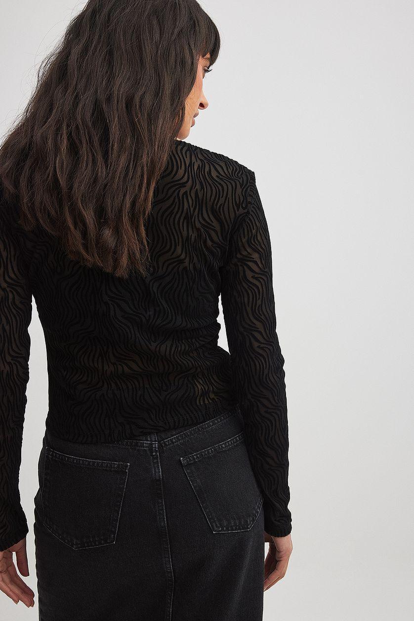 Burn Out Mesh Scoop Neck Top Product Image