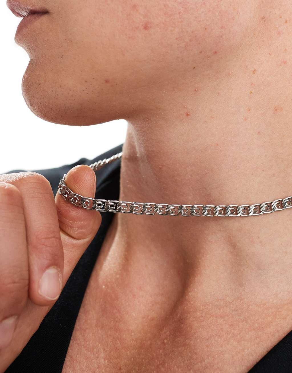 Icon Brand stainless steel scroll chain necklace in silver Product Image