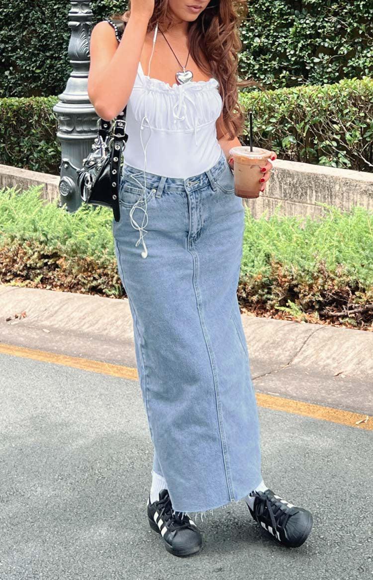 Isla Blue Denim Midi Skirt Baby Product Image