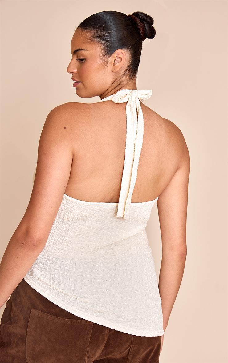  Plus Cream Textured Cowl Neck Asymmetric Hem Long Top Product Image