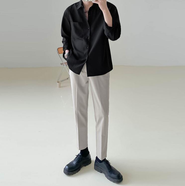 RT No. 4443 ESSENTIALS BUTTON-UP COLLAR SHIRT Product Image