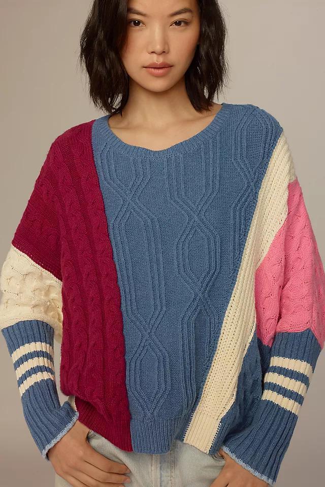 Maeve Colorblock Cable Sweater Product Image