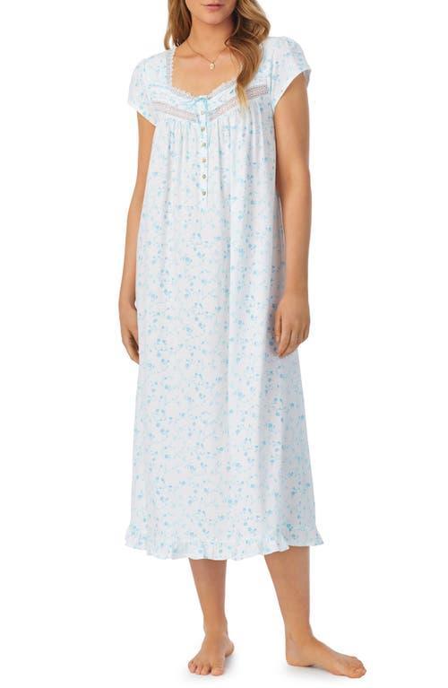 Eileen West Cap Sleeve Waltz Gown (Aqua Swirl) Women's Pajama Product Image