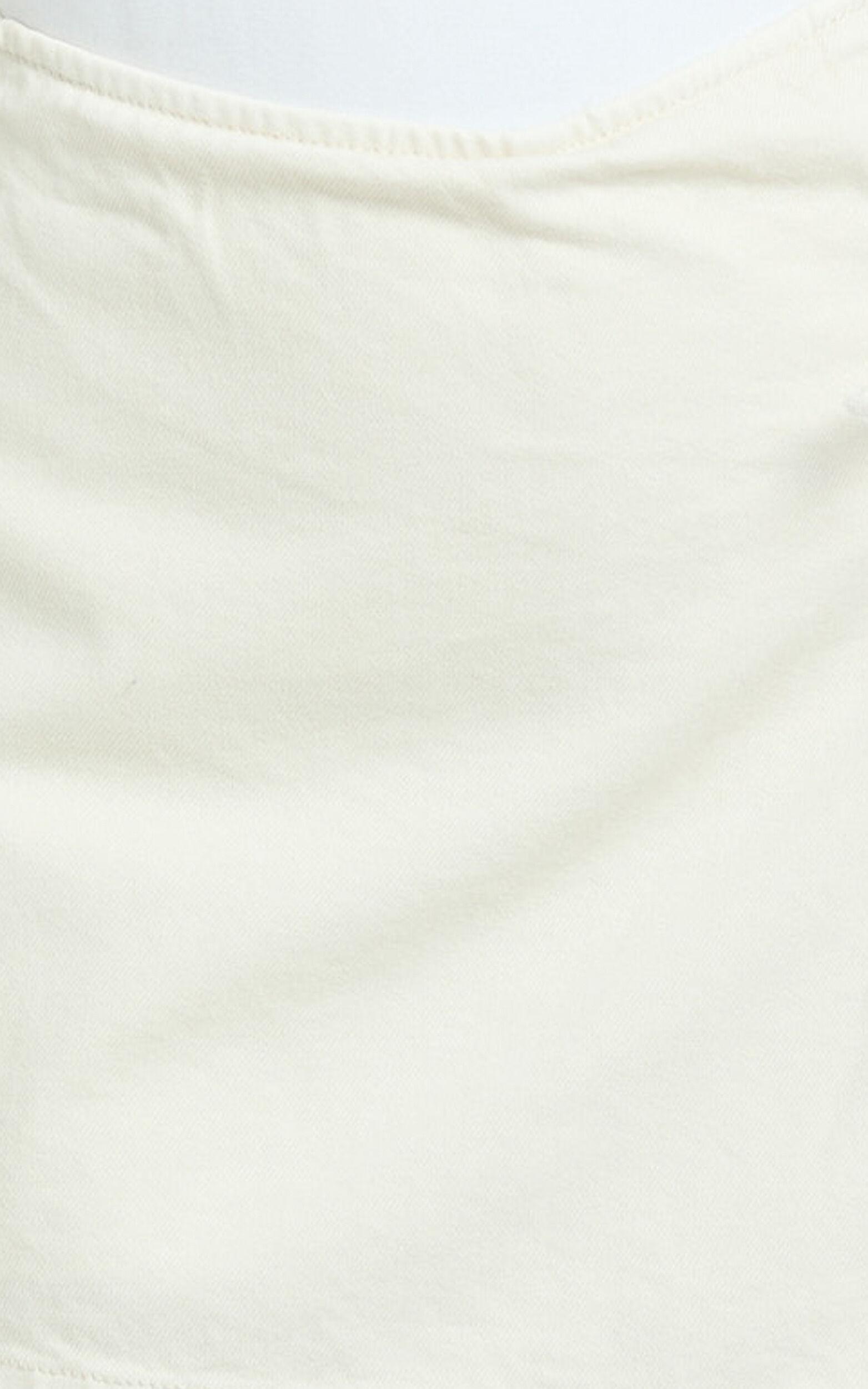 Ronnie Skort - Mid Waist Lace Up Denim Skort in Ecru Product Image