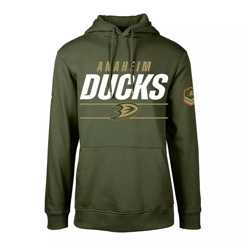 Mens Levelwear Olive Anaheim Ducks DeltaPodium Fleece Pullover Hoodie Product Image